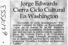 Jorge Edwards cierra ciclo cultural en Washington