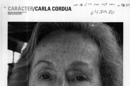 Carácter, Carla Cordua  [artículo] Paula Bolumburu Von-Plate