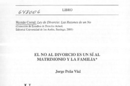 El no al divorcio es un sí al matrimonio y la familia  [artículo] Jorge Peña Vial