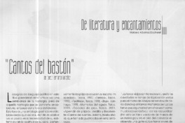 "Cantos del bastón" del poeta Bernardo González  [artículo] Marcela Albornoz Dachelet