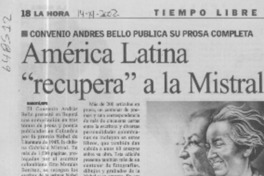 América Latina "recupera" a la Mistral  [artículo]