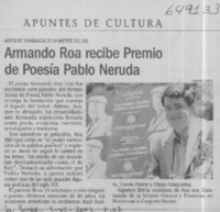Armando Roa recibe Premio de Poesía Pablo Neruda  [artículo]
