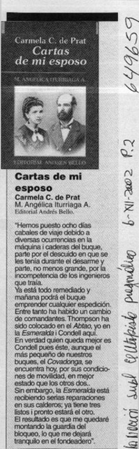 Cartas de mi esposo, Carmela Carvajal de Prat.  [artículo]