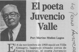 El poeta Juvencio Valle  [artículo] Marino Muñoz Lagos