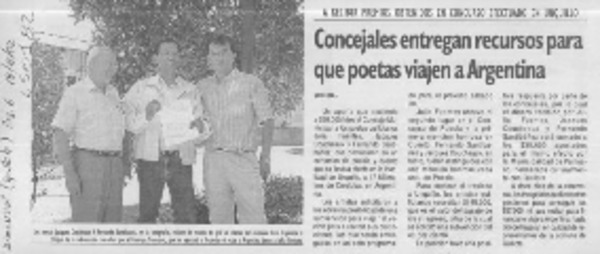 Concejales entregan recurso para que poetas viajen a Argentina  [artículo]