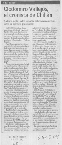 Clodomiro Vallejos, el cronista de Chillán  [artículo]
