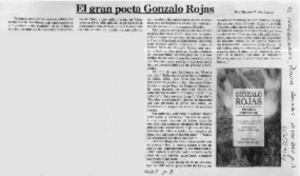El gran poeta Gonzalo Rojas  [artículo] Marino Muñoz Lagos