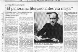 "El panorama literario antes era mejor"  [artículo] Daniel Canala-Echeverría S.