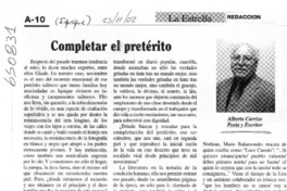 Completar el pretérito  [artículo] Alberto Carrizo