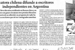 Autora chilena difunde a escritores independientes en Argentina  [artículo]