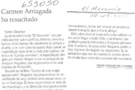 Carmen Arriagada ha resucitado  [artículo] Oscar Pinochet de la Barra