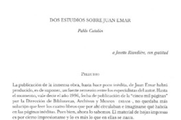 Dos estudios sobre Juan Emar  [artículo] Pablo Catalán