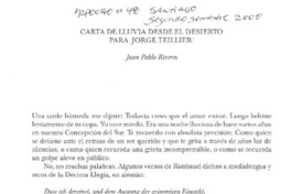 Carta de lluvia desde el desierto para Jorge Teillier  [artículo] Juan Pablo Riveros