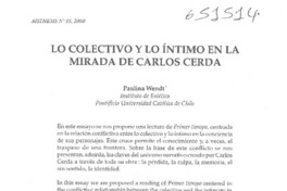 Lo colectivo y lo íntimo en la mirada de Carlos Cerda  [artículo] Paulina Wendt