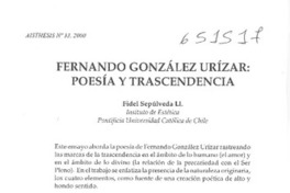 Fernando González-Urizar, poesía y trascendencia  [artículo] Fidel Sepúlveda Ll.
