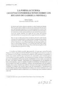 La forma acuciosa (algunas consideraciones sobre los recados de Gabriela Mistral)  [artículo] Pablo Catalán