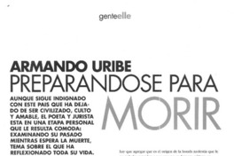 Armando Uribe preparándose para morir  [artículo] Carola Solari