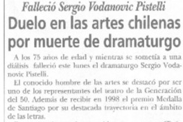 Duelo en las artes chilenas por muerte de dramaturgo  [artículo]