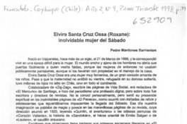 Elvira Santa Cruz Ossa (Roxane), inolvidable mujer del Sábado  [artículo] Pedro Mardones Barrientos