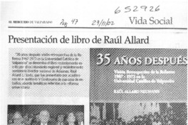 Presentación de libro de Raúl Allard  [artículo]