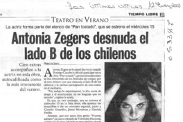 Antonia Zegers desnuda el lado B de los chilenos  [artículo] Marietta Santí