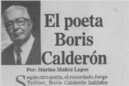 El poeta Boris Calderón  [artículo] Marino Muñoz Lagos