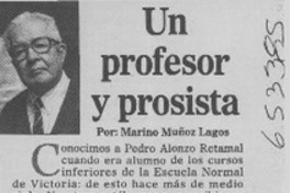 Un profesor y prosista  [artículo] Marino Muñoz Lagos