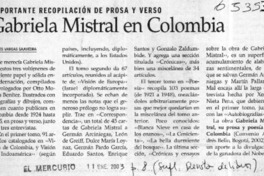 Gabriela Mistral en Colombia  [artículo] Luis Vargas Saavedra