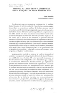 Prólogo al libro "Mito y antimito en García Márquez" de Eddie Morales Piña  [artículo] José Promis