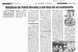 Natalicio de Pablo Neruda, a mil días de su centenario  [artículo] Jaime González Colville