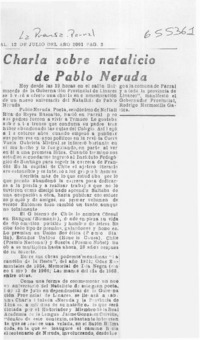 Charla sobre natalicio de Pablo Neruda  [artículo]