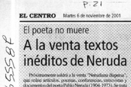 A la venta textos inéditos de Neruda  [artículo]