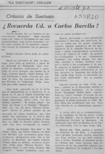 Recuerda Ud. a Carlos Barella?  [artículo] Suetonio