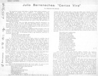 Julio Barrenechea, "Ceniza viva".  [artículo] Hernán del Solar.