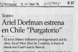 Ariel Dorfman estrena en Chile "Purgatorio".