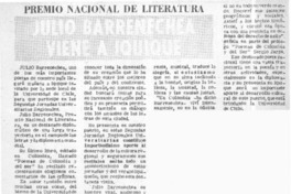 Julio Barrenechea viene a Iquique.  [artículo]