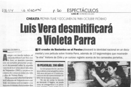 Luis Vera desmitificará a Violeta Parra