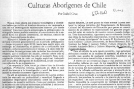 Culturas aborígenes de Chile  [artículo] Isabel Cruz.