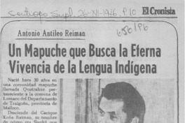 Un Mapuche que busca la eterna vivencia de la lengua indígena.