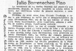 Julio Barrenechea Pino.  [artículo] Carlos Casassus.
