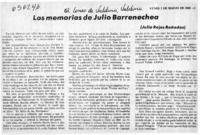 Las memorias de Julio Barrenechea.  [artículo] Julio Rojas Bañados.