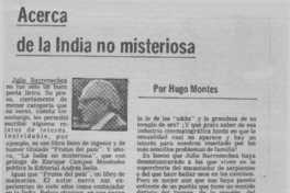 Acerca de la India no misteriosa.  [artículo] Hugo Montes.