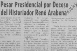 Pesar Presidencial por deceso del historiador René Arabena.  [artículo]