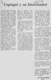 Copiapó y su historiador  [artículo] Héctor Pumarino Soto.