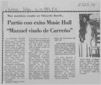 Partió con éxito music hall "Manuel viudo de Carreño".  [artículo]