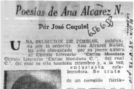 Poesías de Ana alvarez N.  [artículo] José Cequiel.