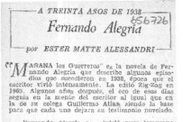 Fernando Alegría  [artículo] Ester Matte Alessandri.