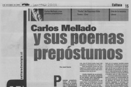 Carlos Mellado y sus poemas prepóstumos