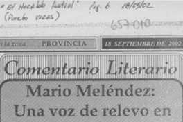 Mario Meléndez, una voz de relevo en la poesía del Maule : [comentario]