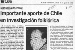 Importante aporte de Chile en investigación folklórica  [artículo] G. S.